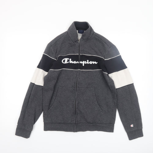 Champion Boys Grey Track Jacket XL 14 Years Full Zip Logo Sportswear