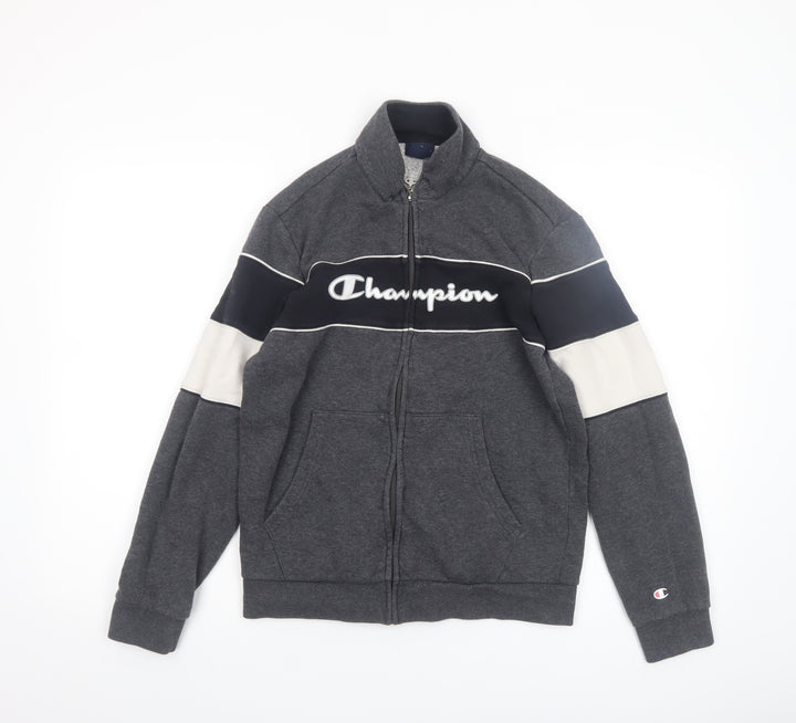 Champion Boys Grey Track Jacket XL 14 Years Full Zip Logo Sportswear
