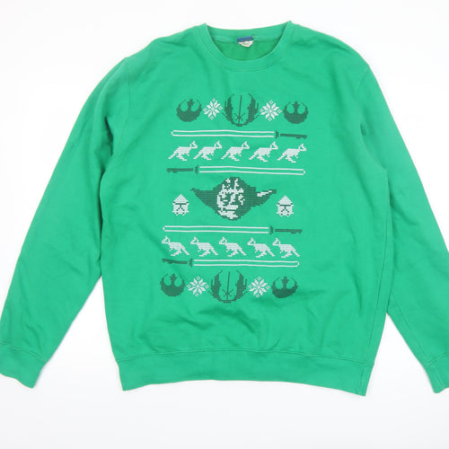 Star Wars Men’s Green Yoda Graphic Pullover Sweatshirt L