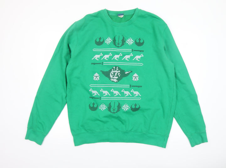 Star Wars Men’s Green Yoda Graphic Pullover Sweatshirt L