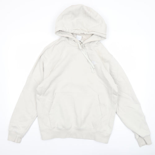 Nike Women Beige Pullover Hoodie Small Cotton Blend Logo Casual
