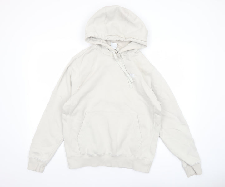 Nike Women Beige Pullover Hoodie Small Cotton Blend Logo Casual