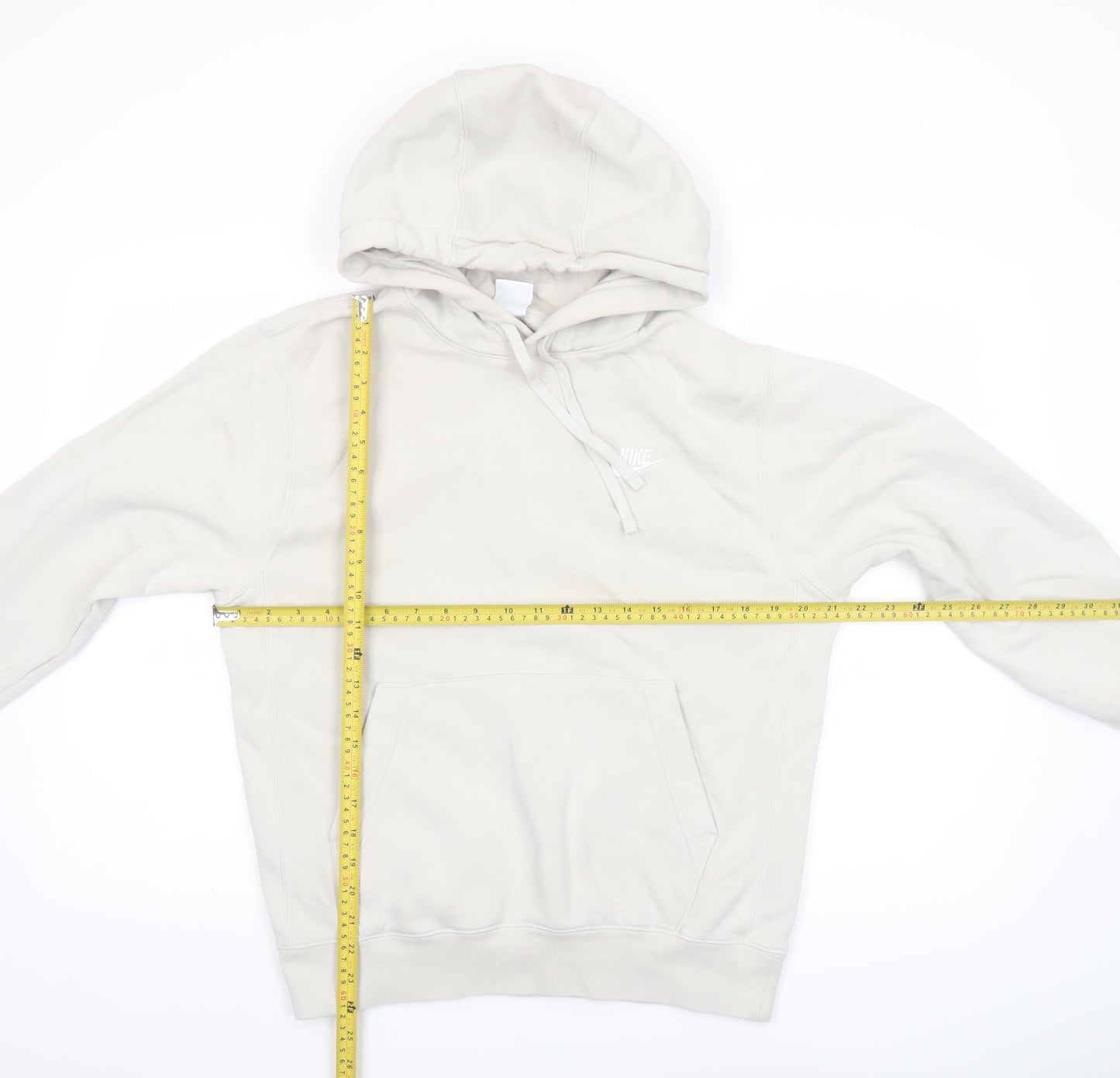 Nike Women Beige Pullover Hoodie Small Cotton Blend Logo Casual