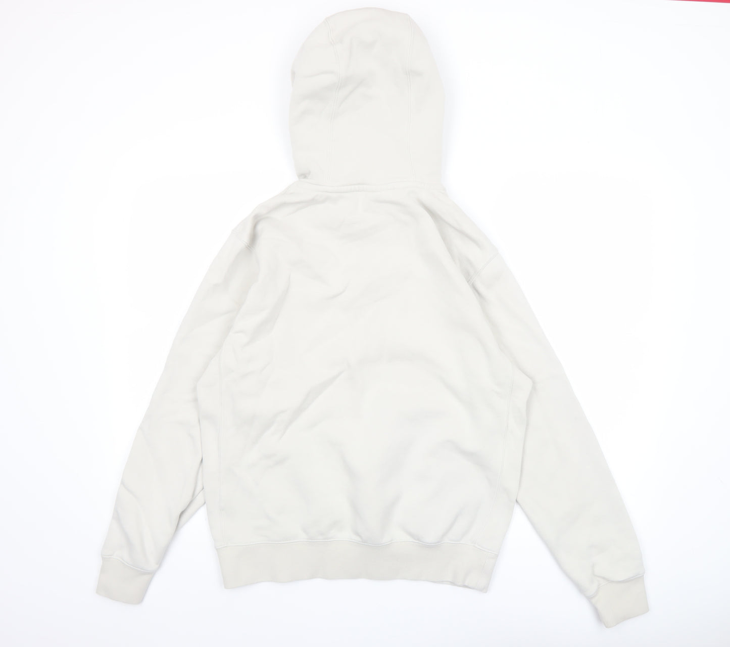 Nike Women Beige Pullover Hoodie Small Cotton Blend Logo Casual