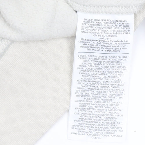 Nike Women Beige Pullover Hoodie Small Cotton Blend Logo Casual