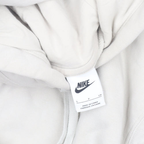 Nike Women Beige Pullover Hoodie Small Cotton Blend Logo Casual
