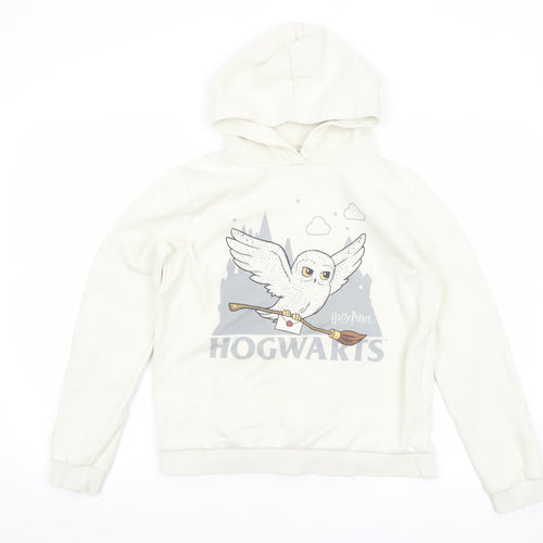 Harry Potter Girls White Pullover Hoodie 13-14 Years Hedwig Hogwarts Graphic