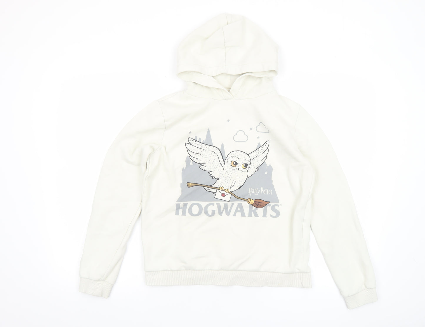 Harry Potter Girls White Pullover Hoodie 13-14 Years Hedwig Hogwarts Graphic
