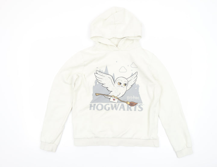 Harry Potter Girls White Pullover Hoodie 13-14 Years Hedwig Hogwarts Graphic