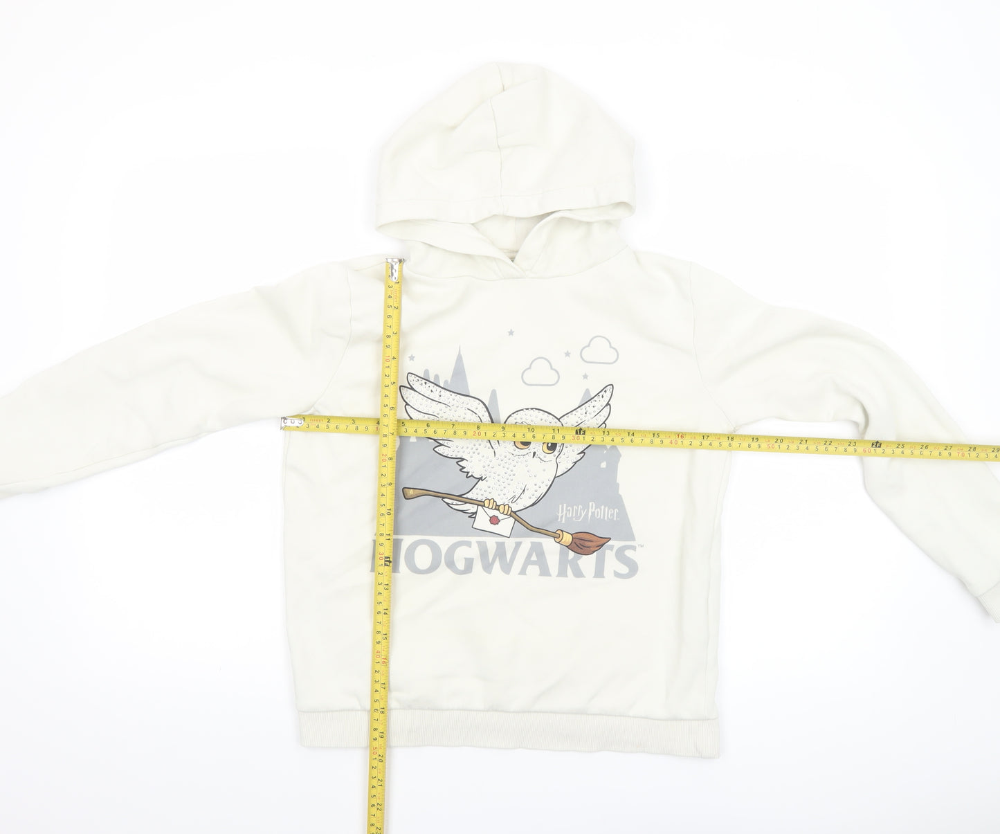Harry Potter Girls White Pullover Hoodie 13-14 Years Hedwig Hogwarts Graphic