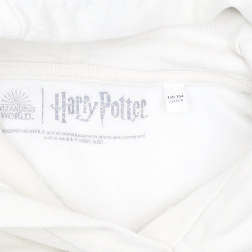 Harry Potter Girls White Pullover Hoodie 13-14 Years Hedwig Hogwarts Graphic