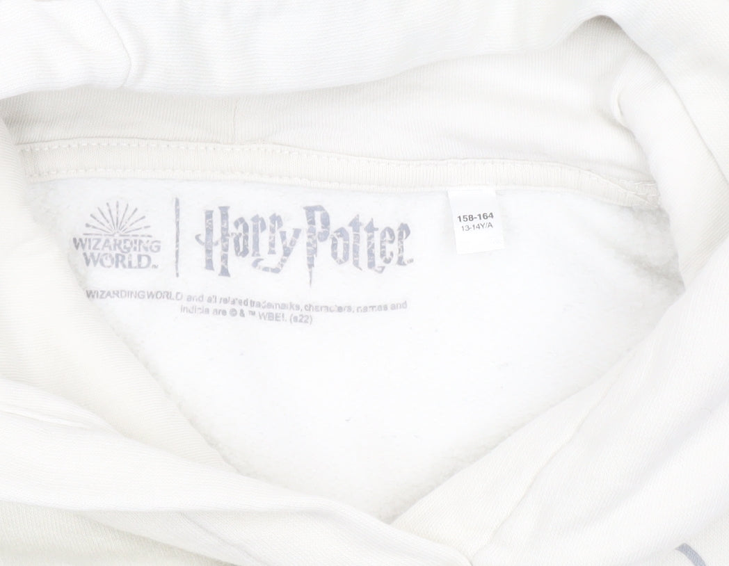 Harry Potter Girls White Pullover Hoodie 13-14 Years Hedwig Hogwarts Graphic