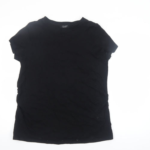 New Look Maternity Black Floral Embroidered Cotton T-Shirt UK 14