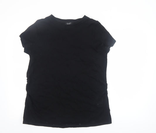 New Look Maternity Black Floral Embroidered Cotton T-Shirt UK 14