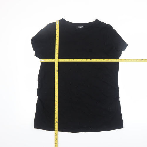 New Look Maternity Black Floral Embroidered Cotton T-Shirt UK 14