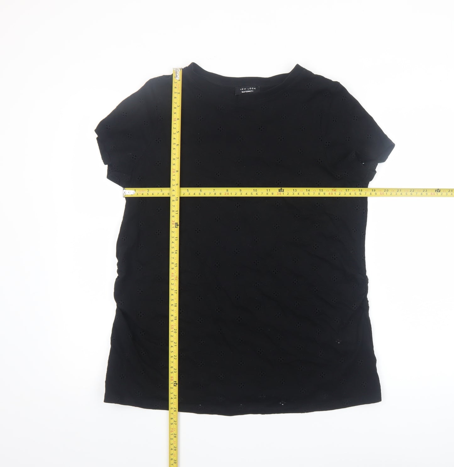 New Look Maternity Black Floral Embroidered Cotton T-Shirt UK 14