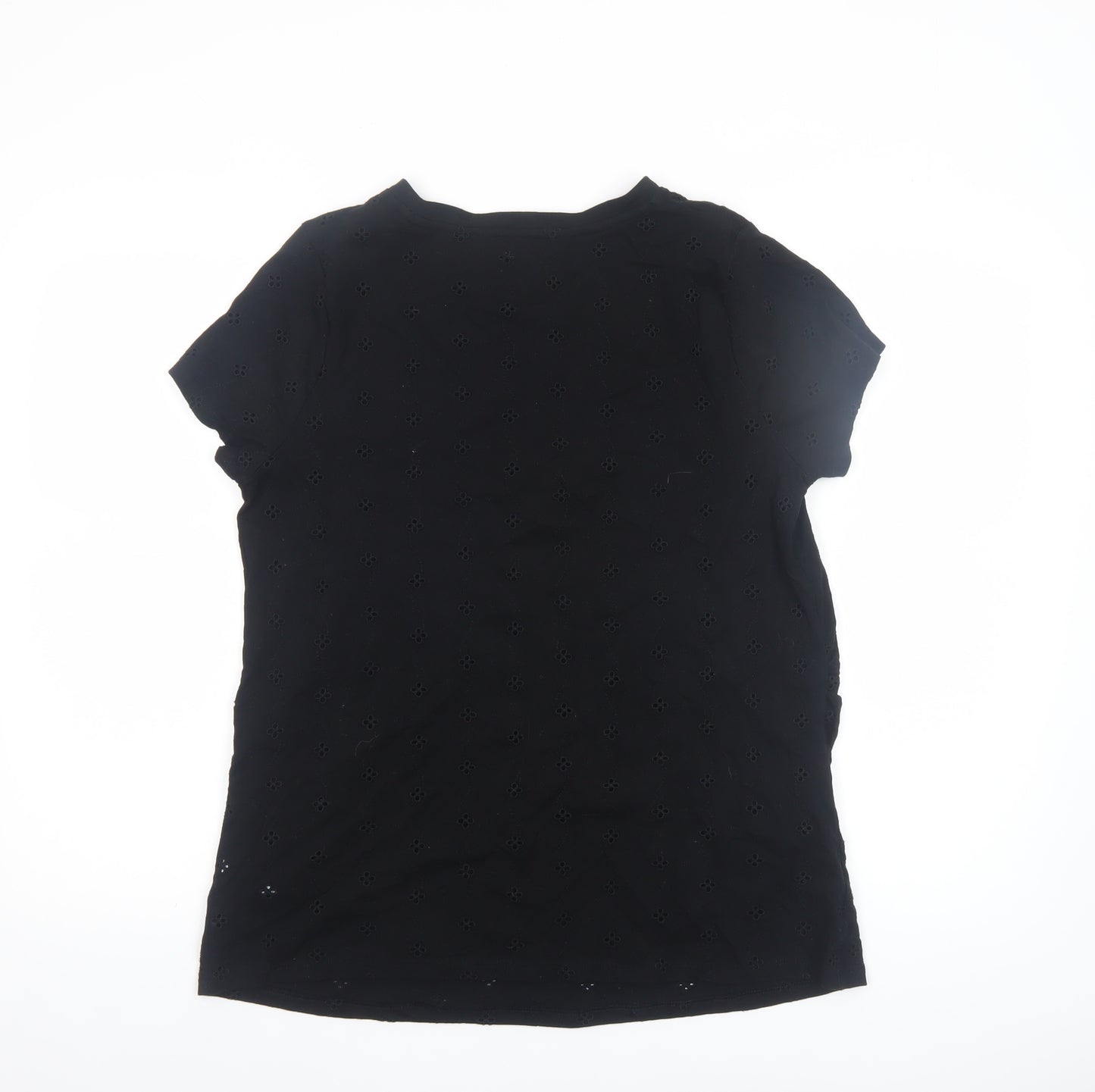 New Look Maternity Black Floral Embroidered Cotton T-Shirt UK 14