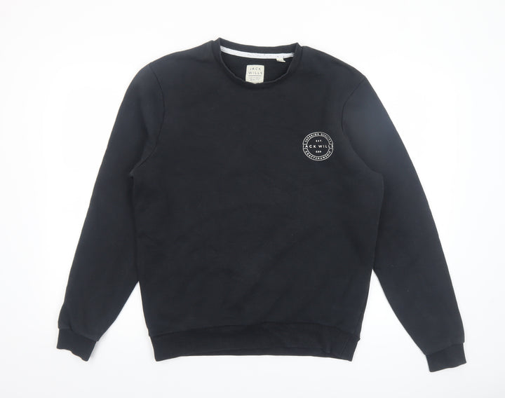 Jack Wills Men Black Medium Sweatshirt Pullover Crew Neck Fleece