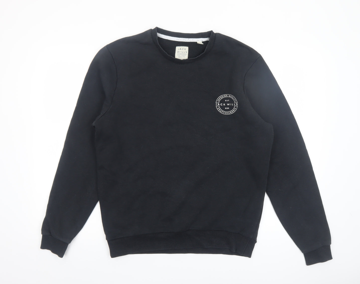 Jack Wills Men Black Medium Sweatshirt Pullover Crew Neck Fleece