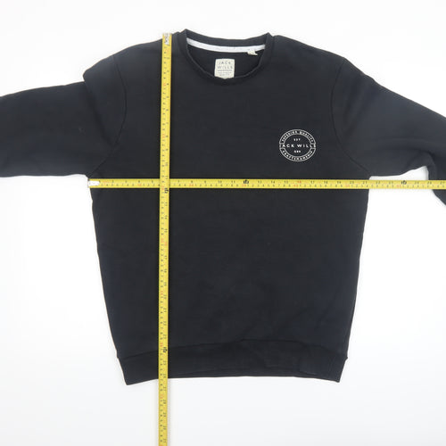 Jack Wills Men Black Medium Sweatshirt Pullover Crew Neck Fleece