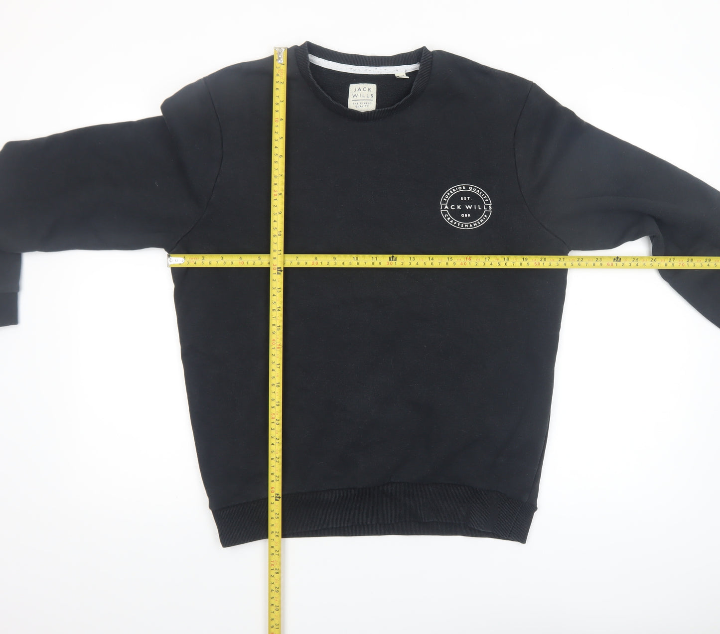 Jack Wills Men Black Medium Sweatshirt Pullover Crew Neck Fleece