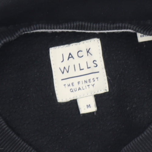 Jack Wills Men Black Medium Sweatshirt Pullover Crew Neck Fleece