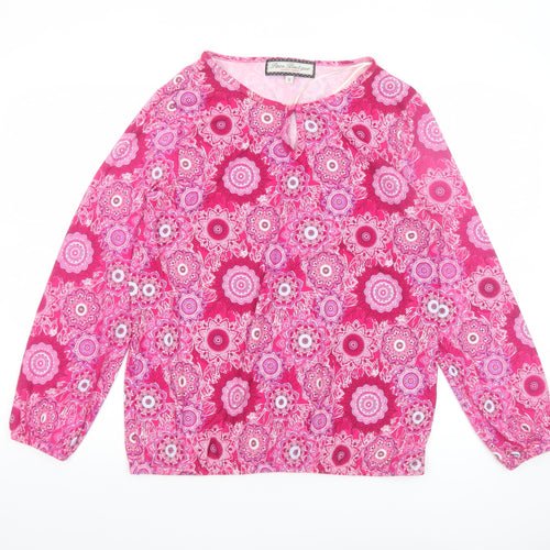 Paco Boutique Womens Pink Floral Tunic Long Sleeve Blouse Size 10