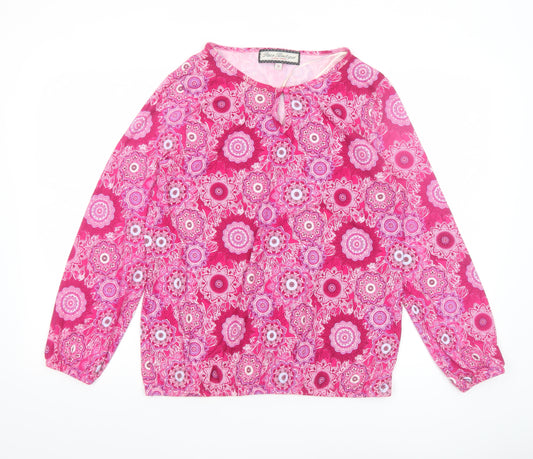Paco Boutique Womens Pink Floral Tunic Long Sleeve Blouse Size 10