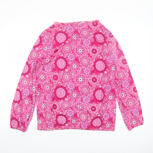 Paco Boutique Womens Pink Floral Tunic Long Sleeve Blouse Size 10