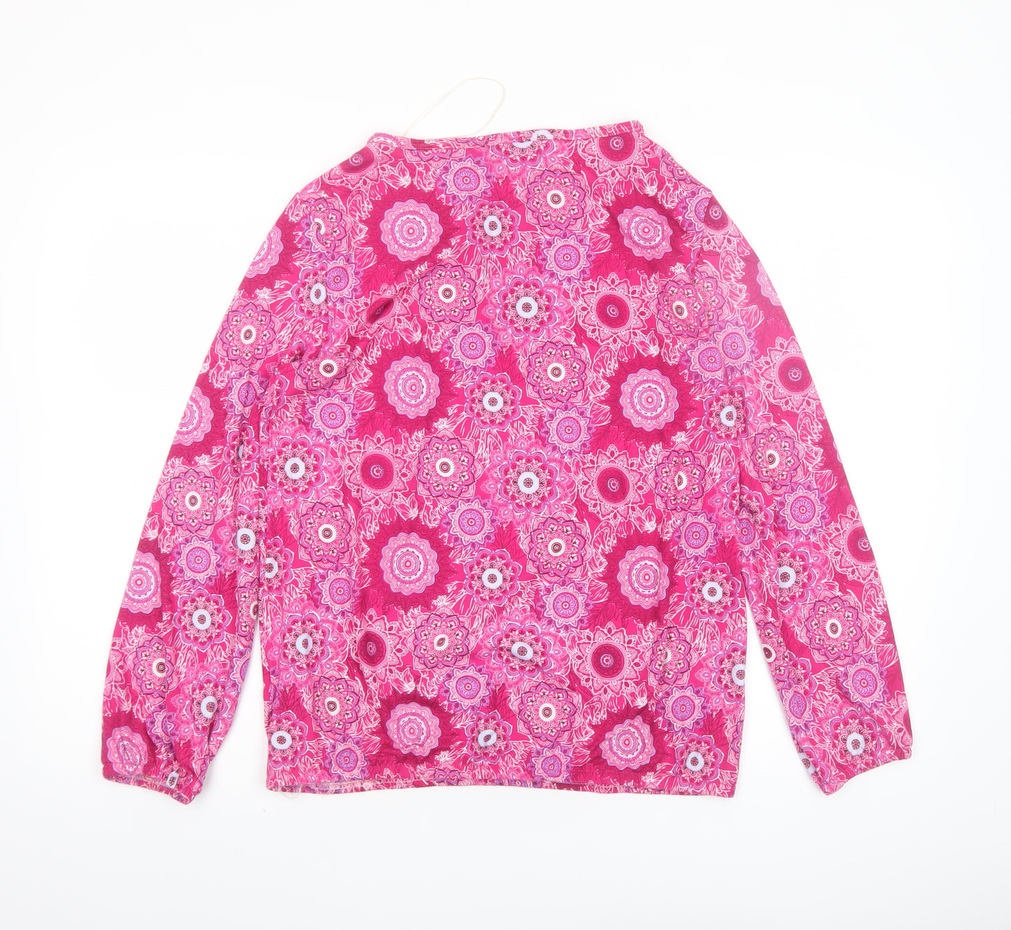 Paco Boutique Womens Pink Floral Tunic Long Sleeve Blouse Size 10