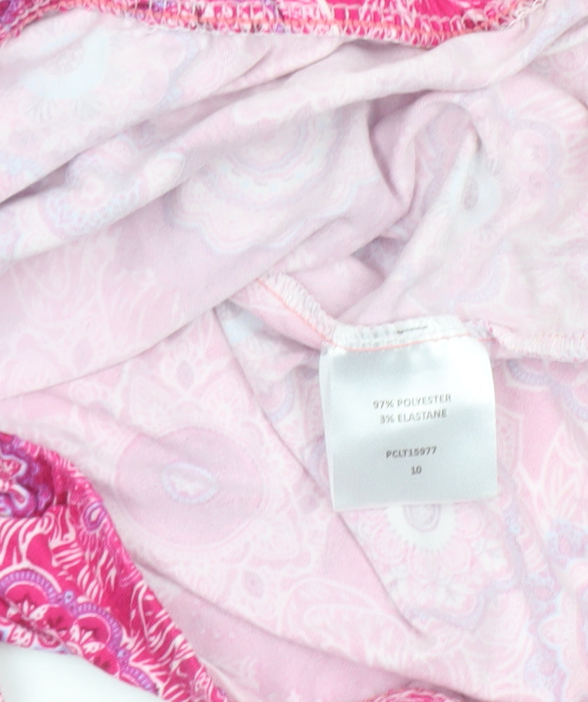 Paco Boutique Womens Pink Floral Tunic Long Sleeve Blouse Size 10