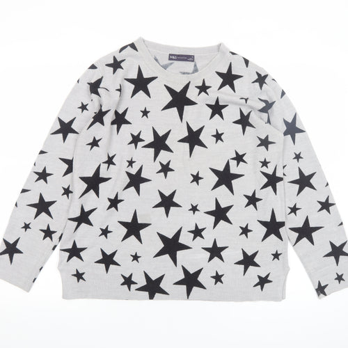 Marks and Spencer Women’s Grey Star Print Acrylic Jumper Size 16