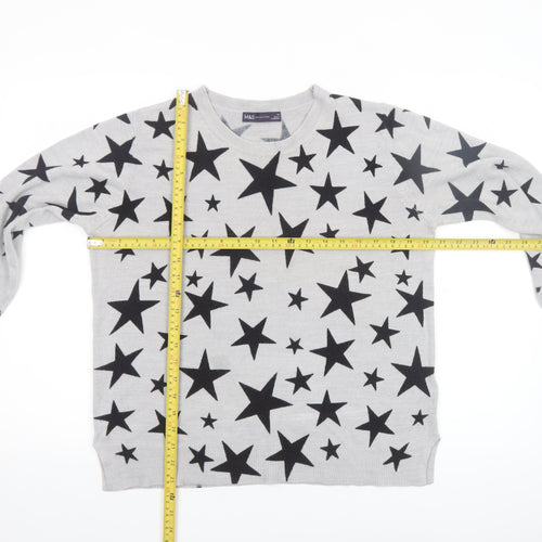 Marks and Spencer Women’s Grey Star Print Acrylic Jumper Size 16