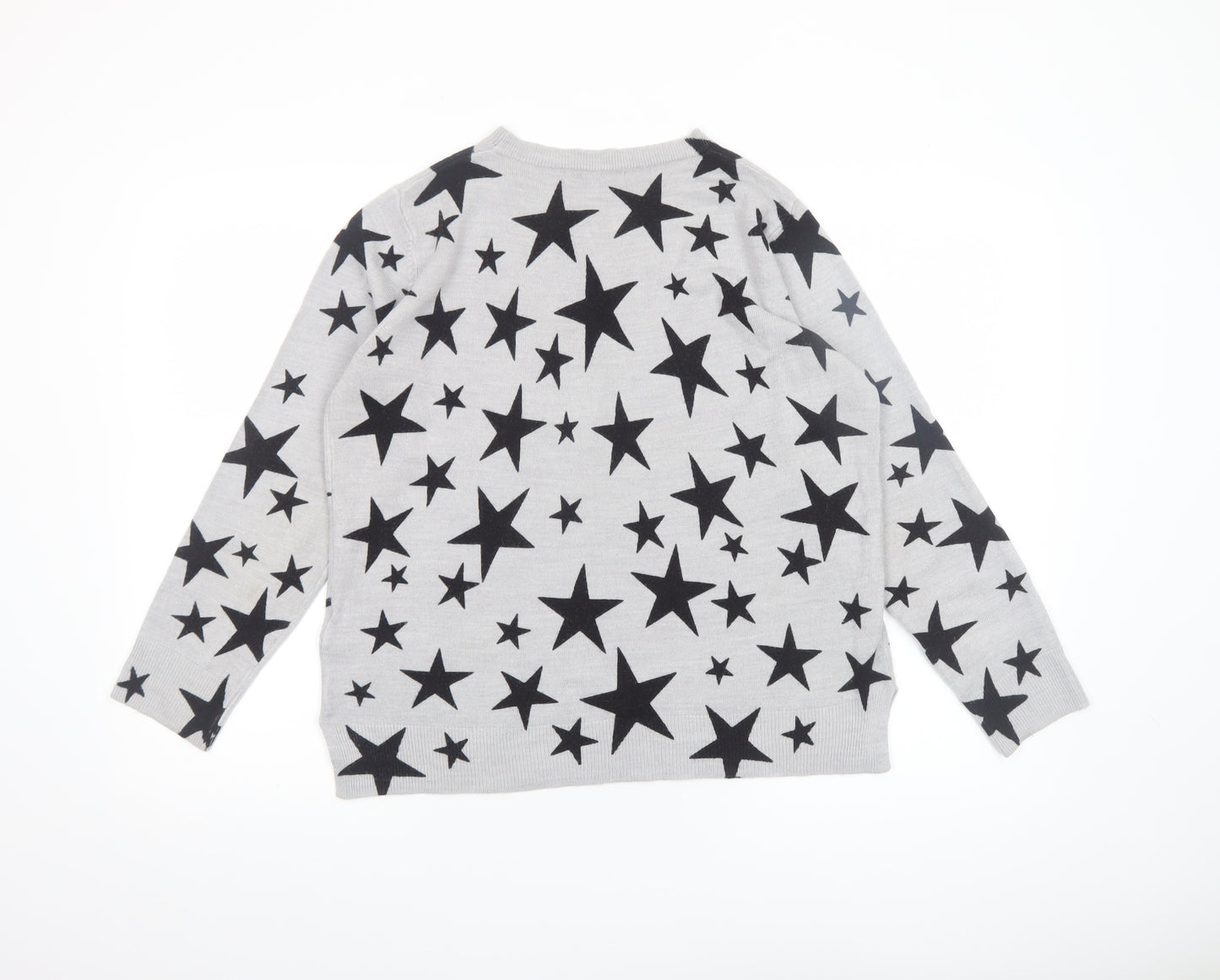 Marks and Spencer Women’s Grey Star Print Acrylic Jumper Size 16