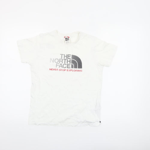 The North Face Boys White Logo Outdoor Graphic Cotton T-Shirt Size L