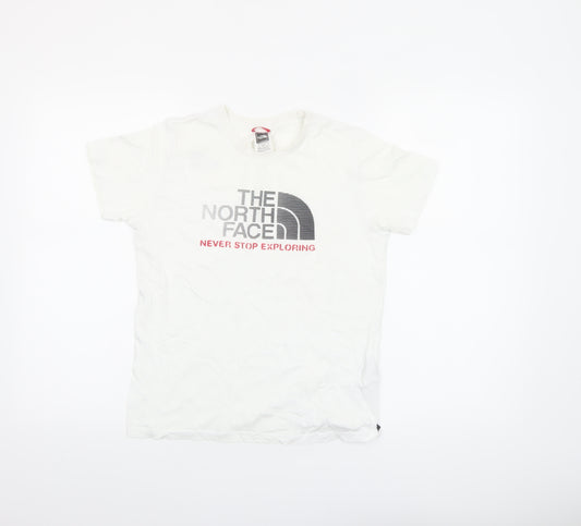 The North Face Boys White Logo Outdoor Graphic Cotton T-Shirt Size L