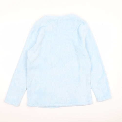 Disney Stitch Blue Fleece Women's Long Sleeve Nightshirt Size 10-12