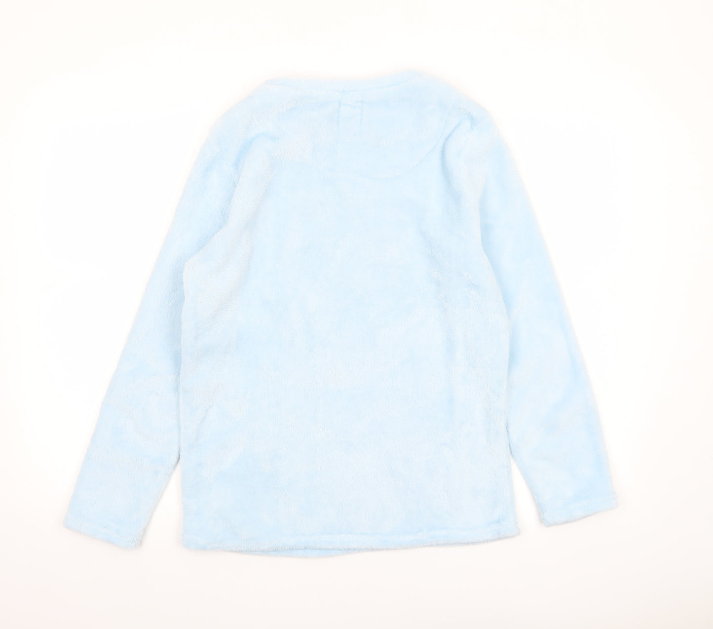 Disney Stitch Blue Fleece Women's Long Sleeve Nightshirt Size 10-12