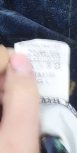 Kate + Pippa Women’s Blue Floral Velvet Zip Tunic Blouse Size L