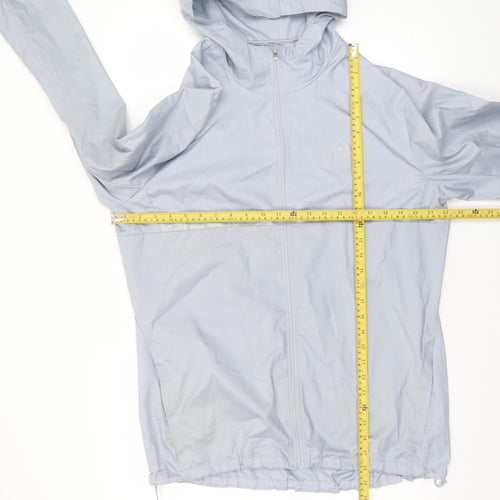 Adidas Men's Grey L Windbreaker Running Hooded Jacket