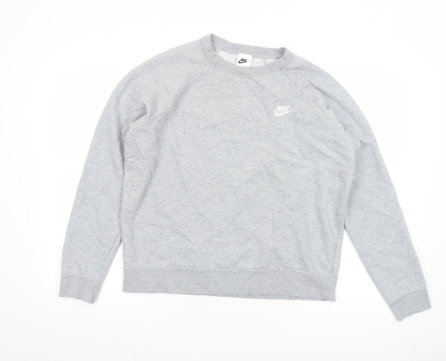 Nike Women Grey Crew Neck Long Sleeve Cotton Blend Sweatshirt L