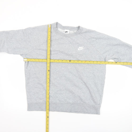 Nike Women Grey Crew Neck Long Sleeve Cotton Blend Sweatshirt L