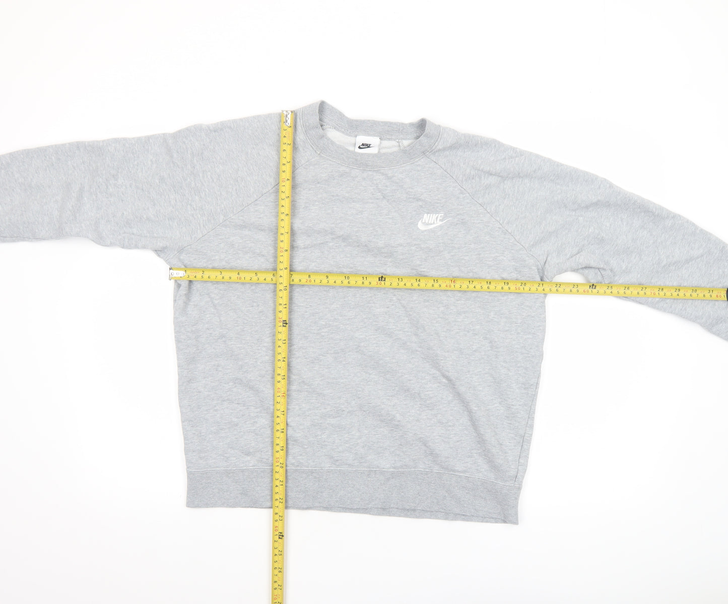 Nike Women Grey Crew Neck Long Sleeve Cotton Blend Sweatshirt L
