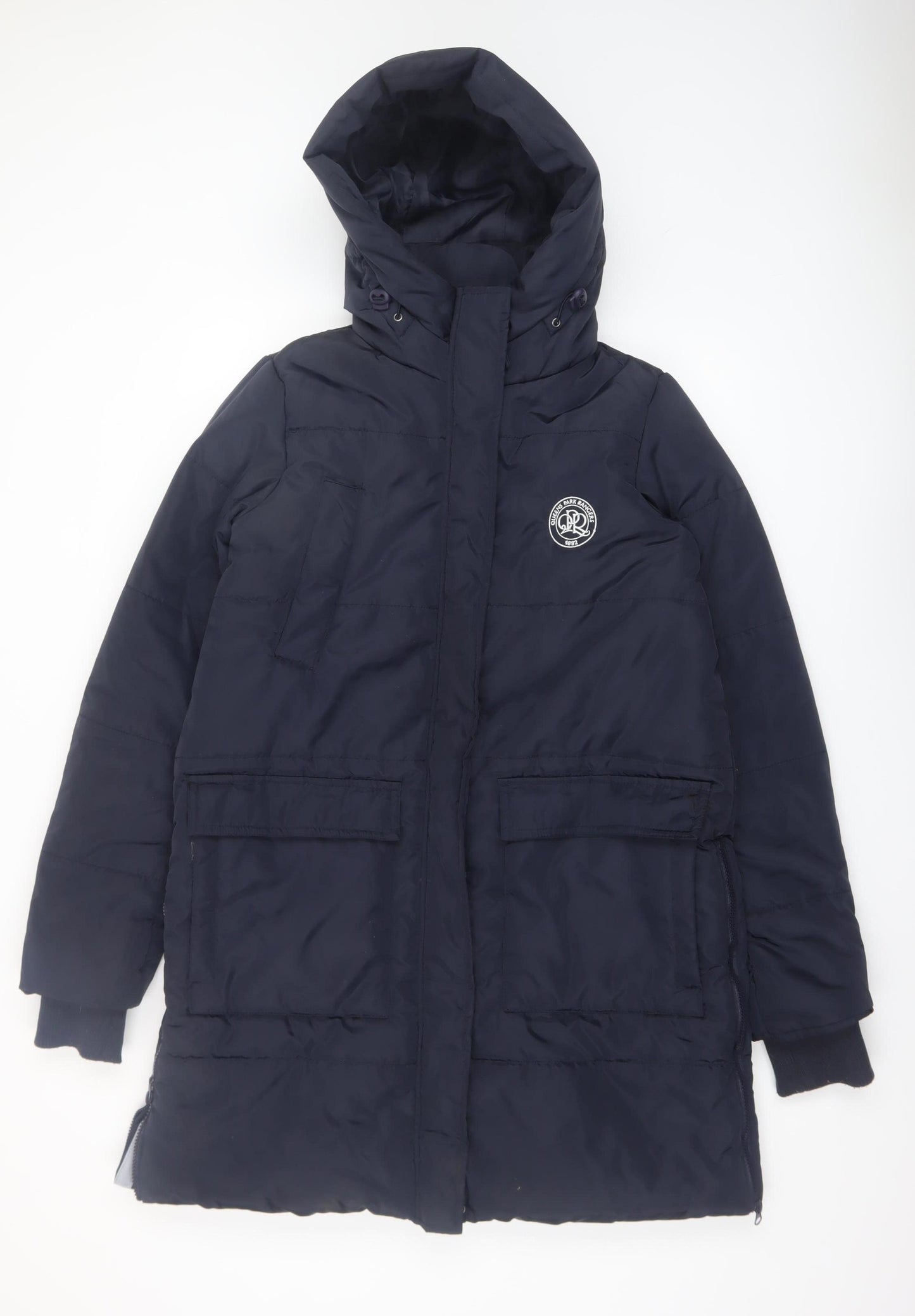 Queens Park Rangers Womens Blue Size 14 Long Hooded Puffer Coat