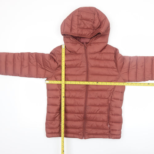 Pull & Bear Women Brown Hooded Puffer Jacket Size 8