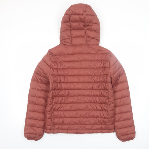 Pull & Bear Women Brown Hooded Puffer Jacket Size 8