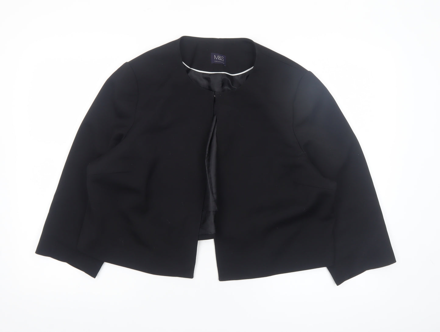 Marks and Spencer Women Black Cropped Suit Jacket UK 20 Tailored Blazer