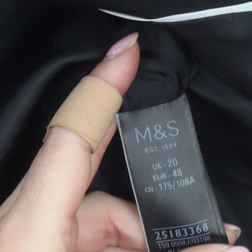 Marks and Spencer Women Black Cropped Suit Jacket UK 20 Tailored Blazer
