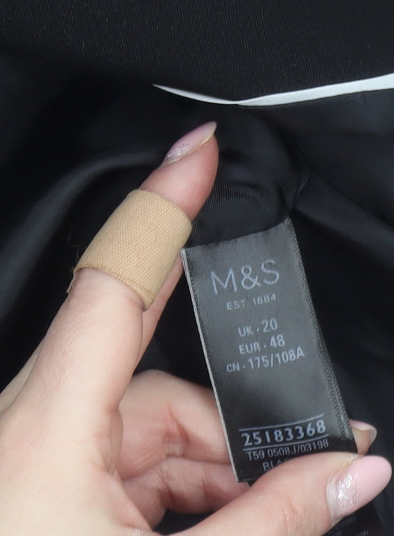 Marks and Spencer Women Black Cropped Suit Jacket UK 20 Tailored Blazer