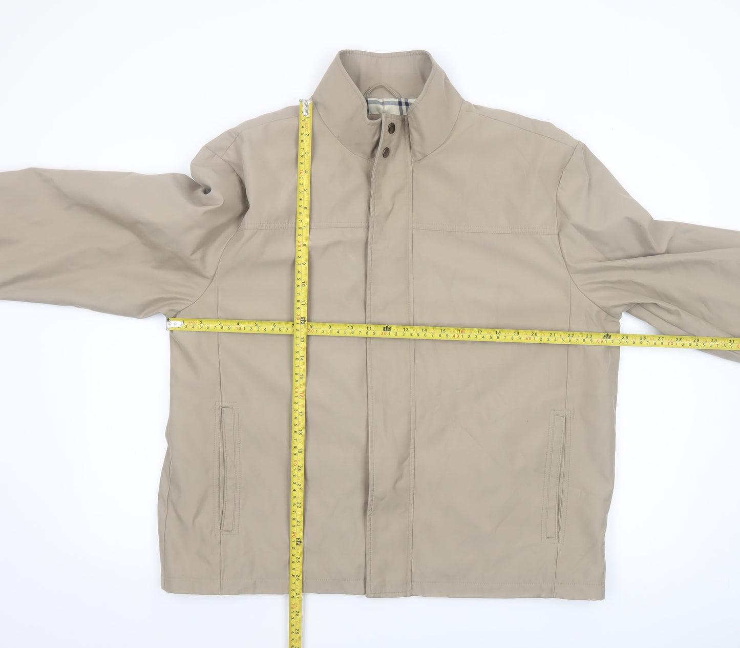 Hutson Harbour Men's Beige XL Stand-Up Collar Lined Jacket